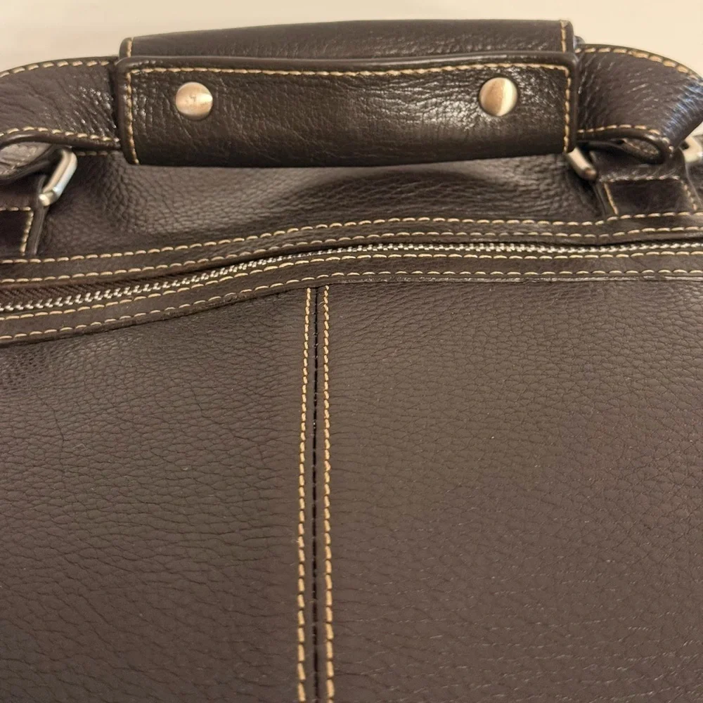 Levenger Dark Brown Leather Duffel Weekender Travel Carry On Fits 16” Laptop
